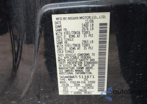 2007 Nissan Xterra S from USA, damaged, VIN 5N1AN08W67C513871